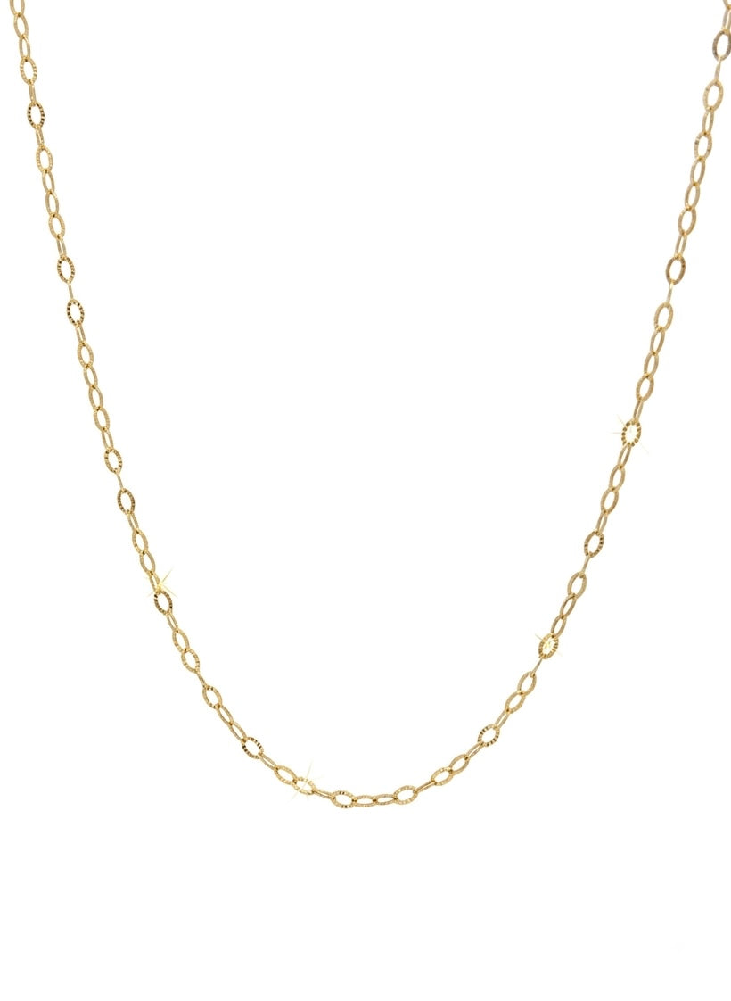 Elegant 14 Karat Gold Diamond-Cut Fine Oval Link Chain