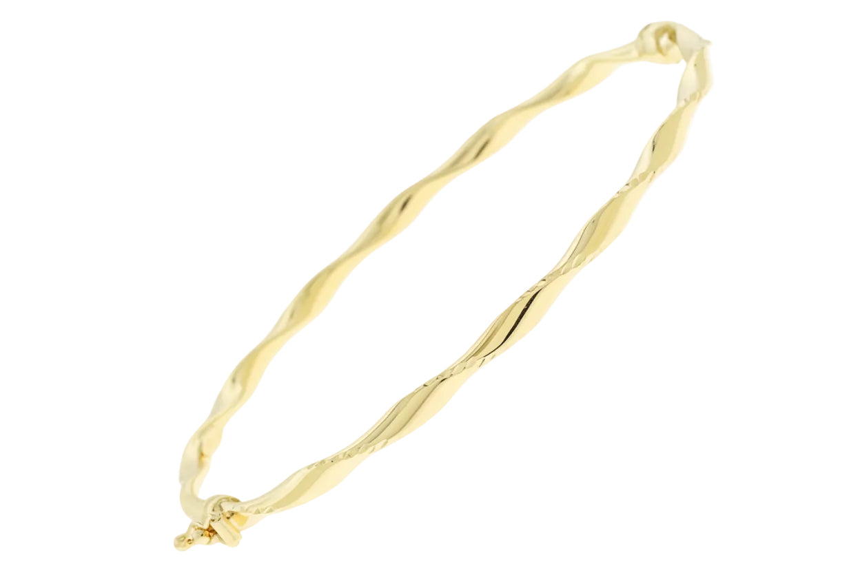 Polished Twisted Gold Cuff Bracelet, 14K Gold