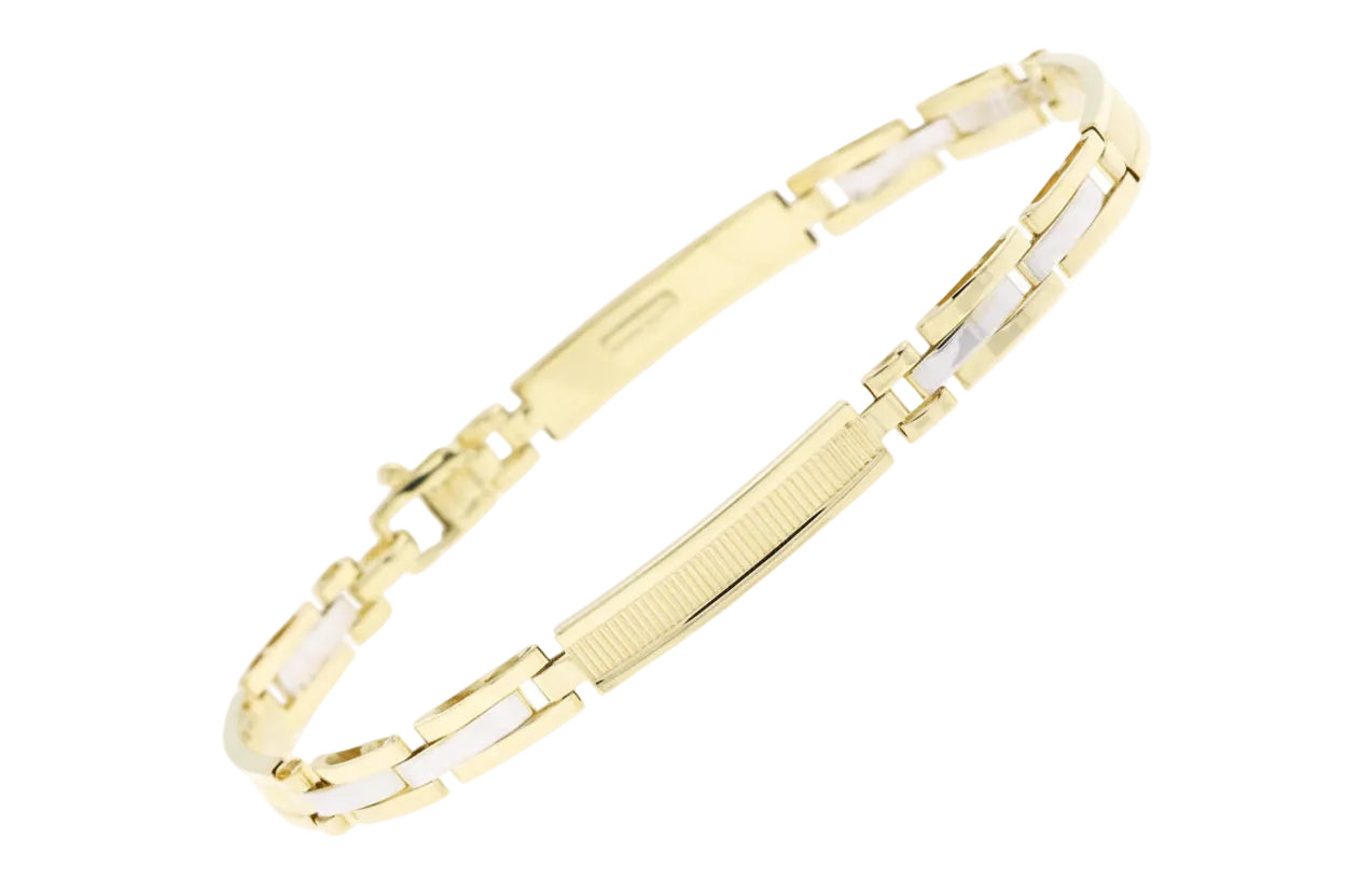 Men’s Two-Tone Hinged Bracelet, 14K Gold