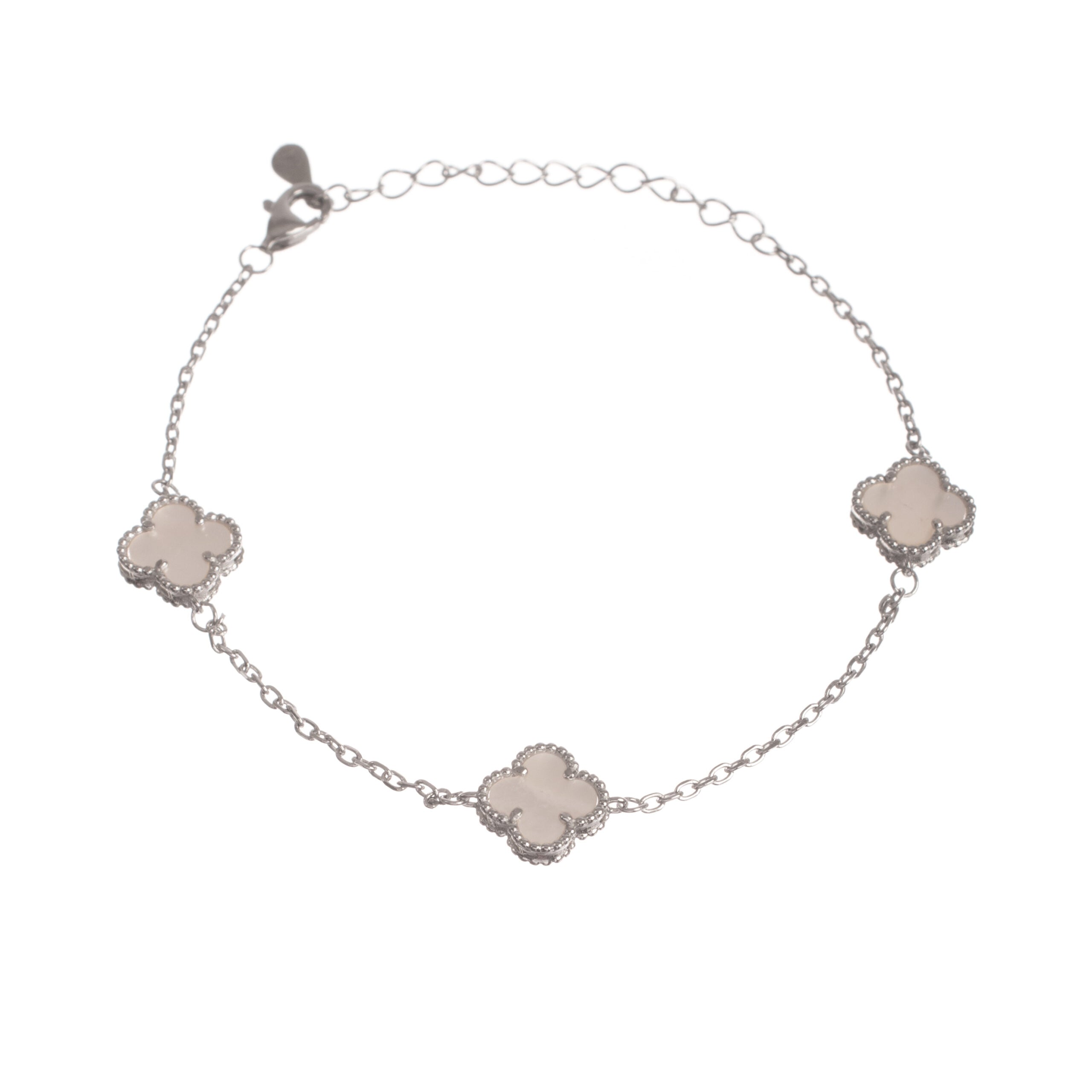 Women’s Sterling Silver Bracelet with Three (3) Mother-of-Pearl Elements, 925 Silver