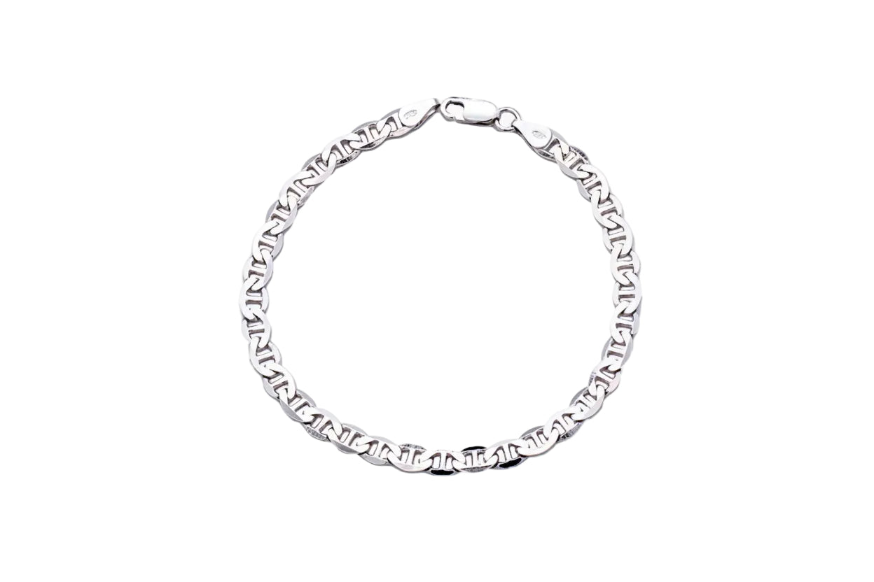 Men’s Sterling Silver Theta Chain Bracelet, 925 Silver