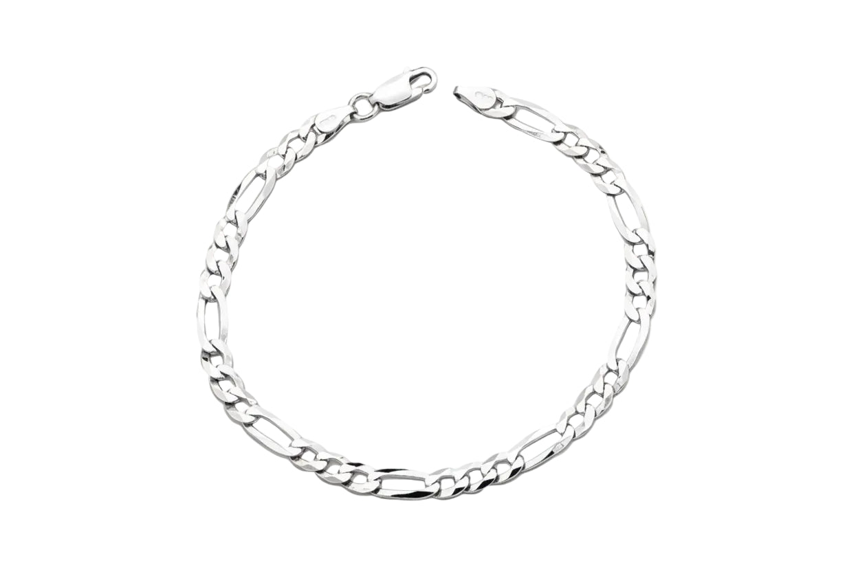 Men’s Sterling Silver Figaro Chain Bracelet, 925 Silver
