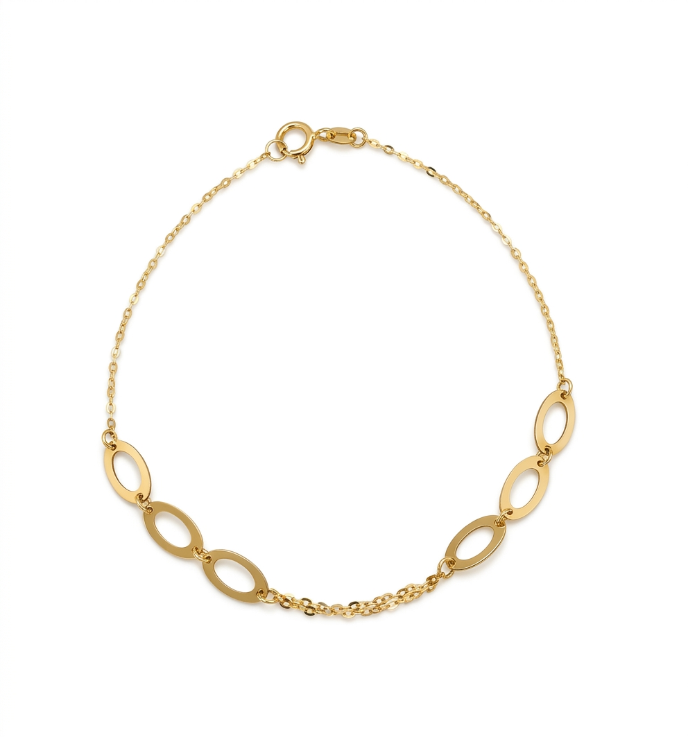 Women’s Dainty Gold Bracelet with Oval Links, 14K Gold