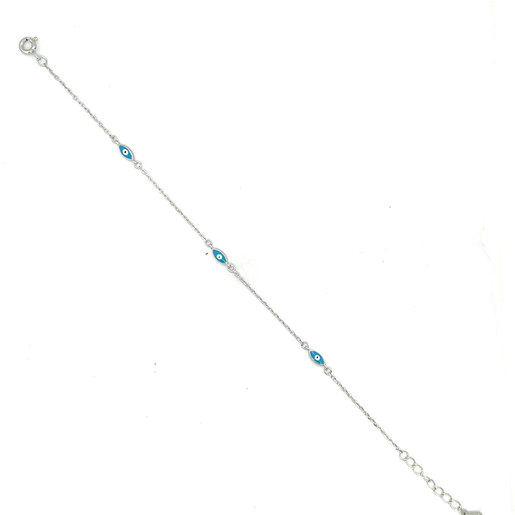Women's 925 Sterling Silver Evil Eye Station Bracelet