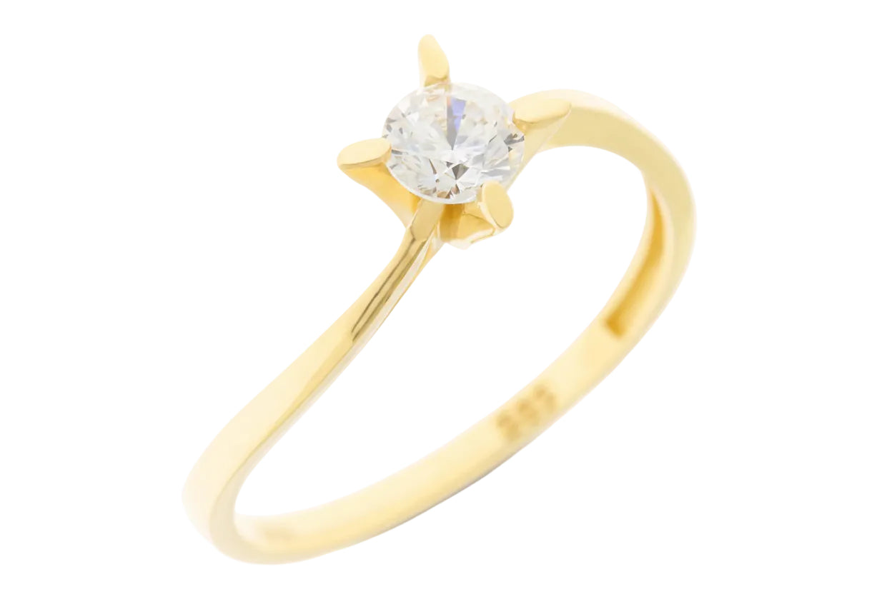 Gold Solitaire Ring, 14K Gold