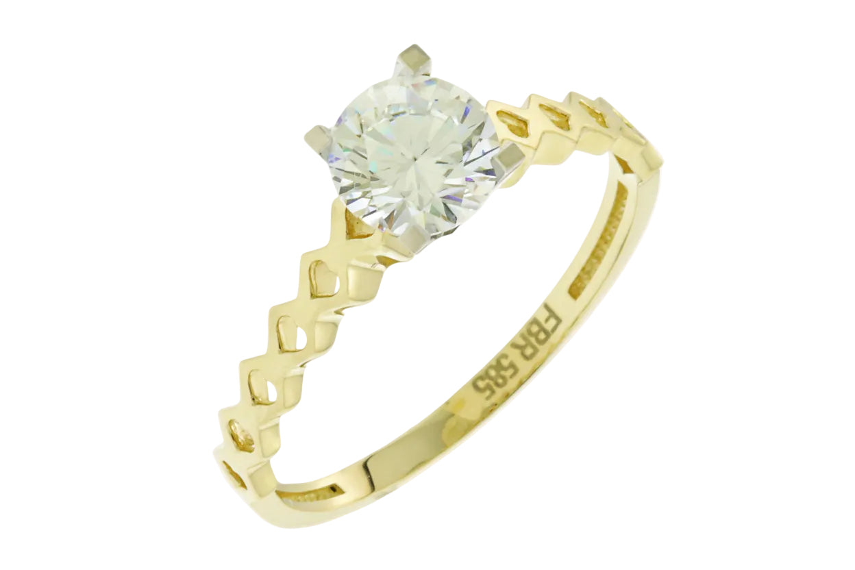 Gold Solitaire Ring, 14K Gold