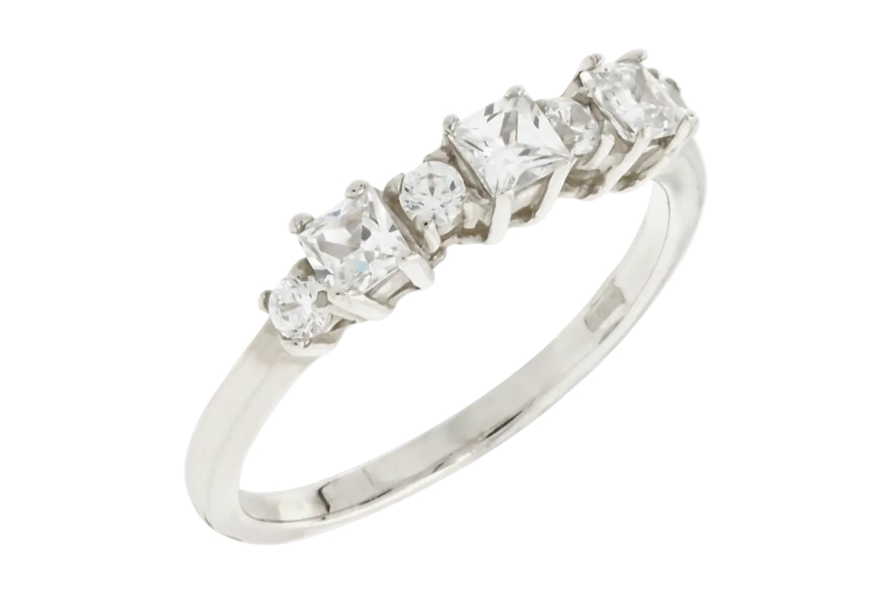 White Gold Seré Ring with White Zircon, 14K Gold