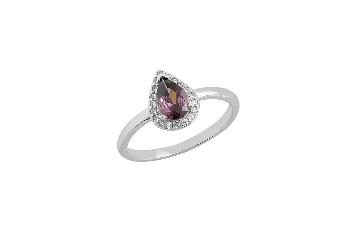 Sterling Silver Rosette Ring with Amethyst Zircon, 925 Silver