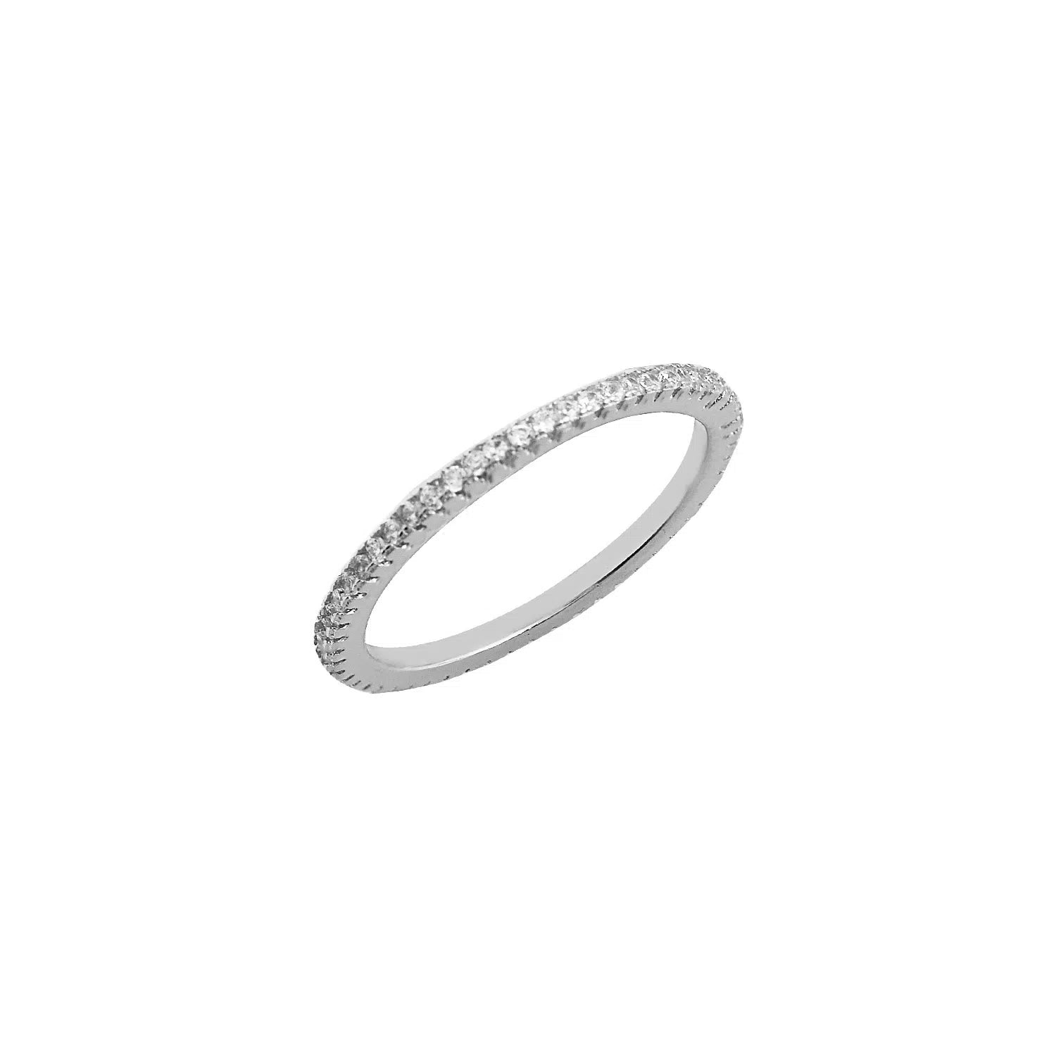 Women’s Sterling Silver Full Eternity Ring with White Zircon Stones, 925 Silver