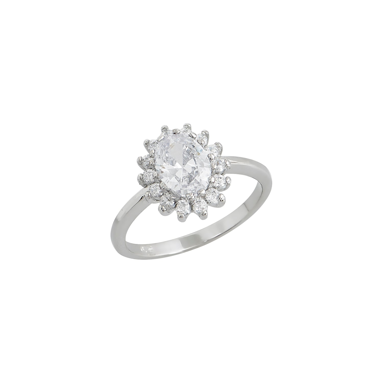 Silver rosette ring with white zircon stones, Silver 925