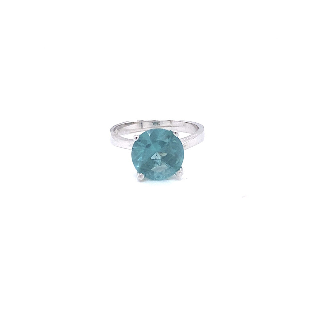 Women's 925 Sterling Silver Ring with Blue Round Stone