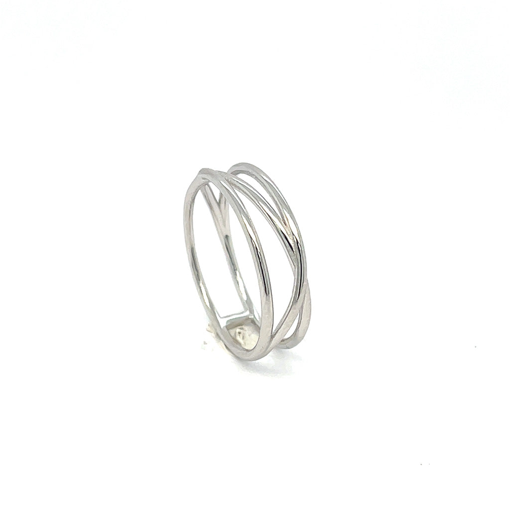 Women's 925 Sterling Silver Multi-Band Criss-Cross Ring