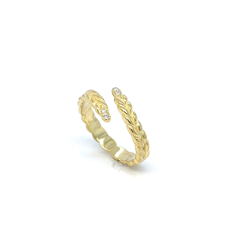 Women's Gold Plated 925 Sterling Silver Leaf Design Wrap Ring