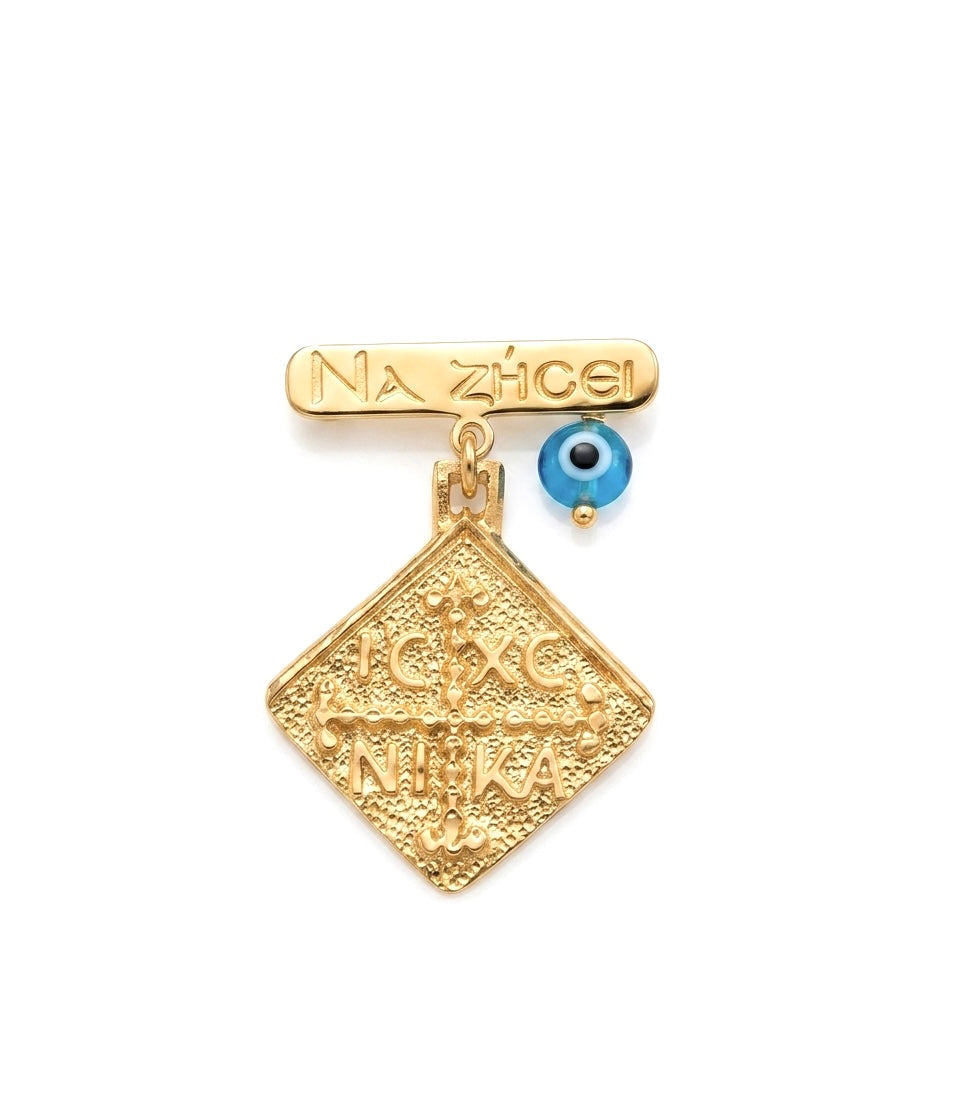 Boy’s "Na Zhsei" Gold-Plated 925 Sterling Silver Konstantinato Pin
