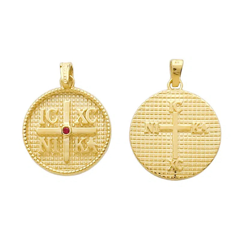 Double-Sided Konstantinato Amulet IC XC NI KA, 14K Gold
