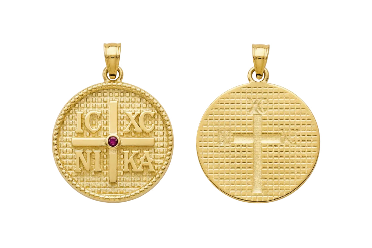 Double-Sided Konstantinato Talisman IC XC NIKA, 14K Gold