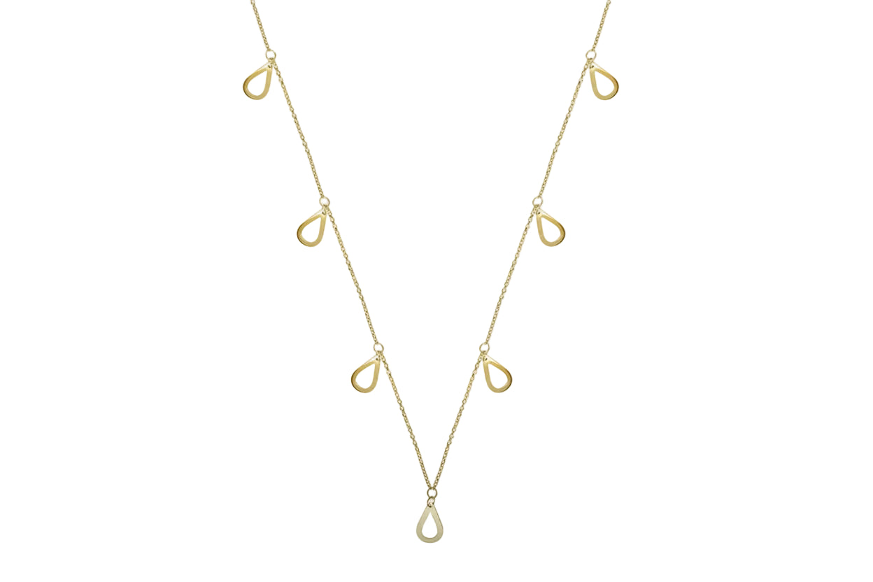 Κολιέ από χρυσό 14 καρατίων με επτά στοιχεία ανοιχτού δάκρυου