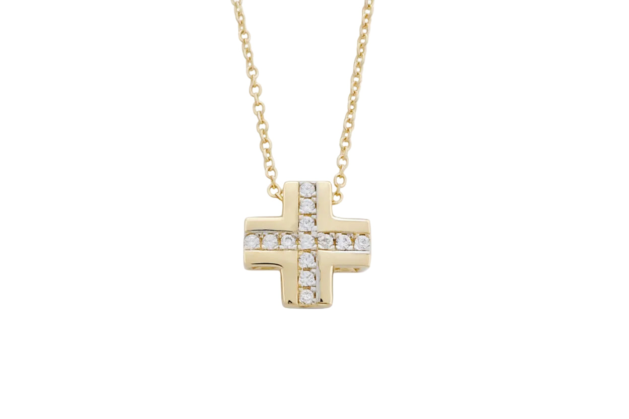 14K Gold Mother-of-Pearl Cross Necklace