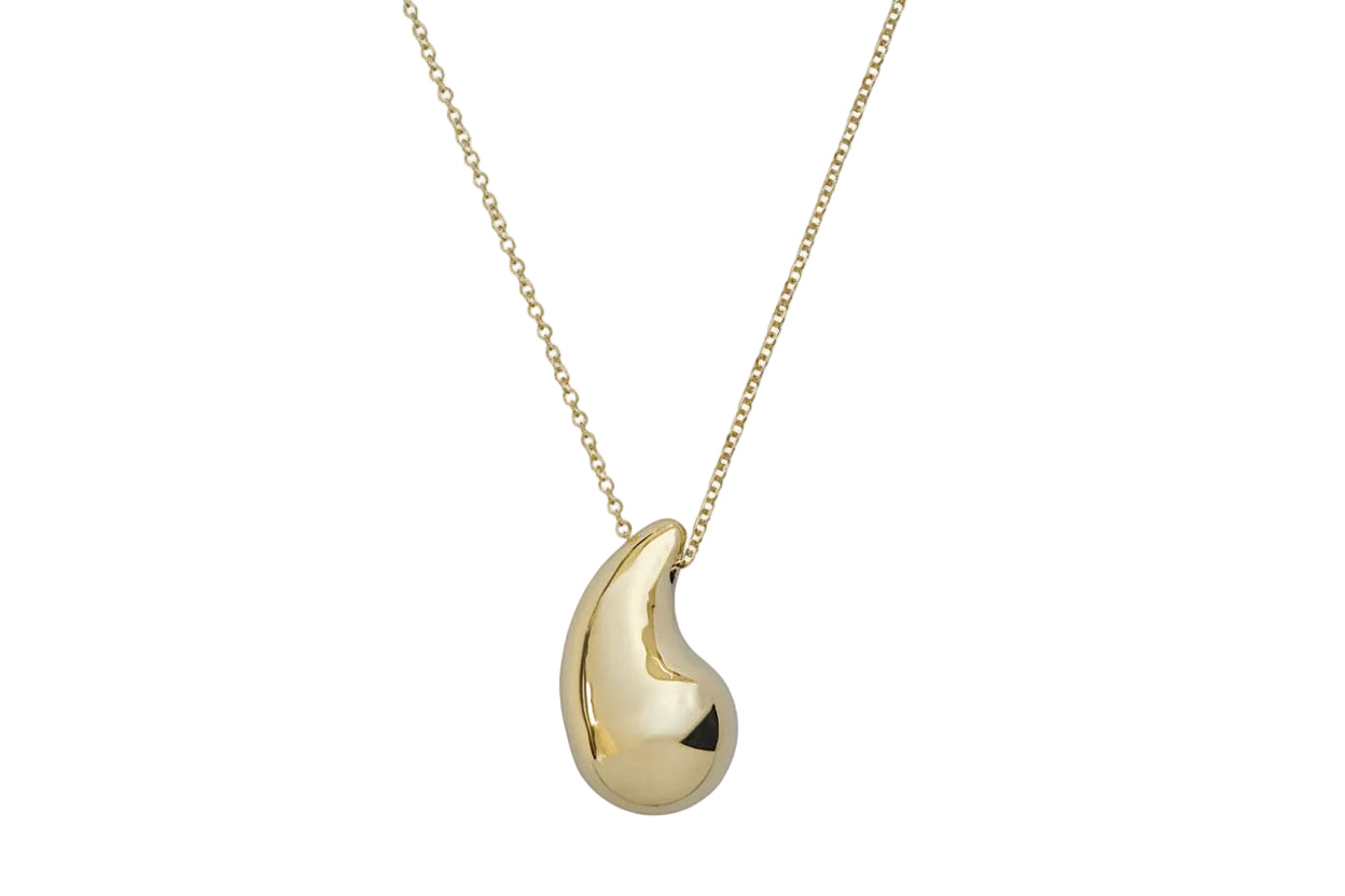 14K Polished Gold Bubble Teardrop Necklace