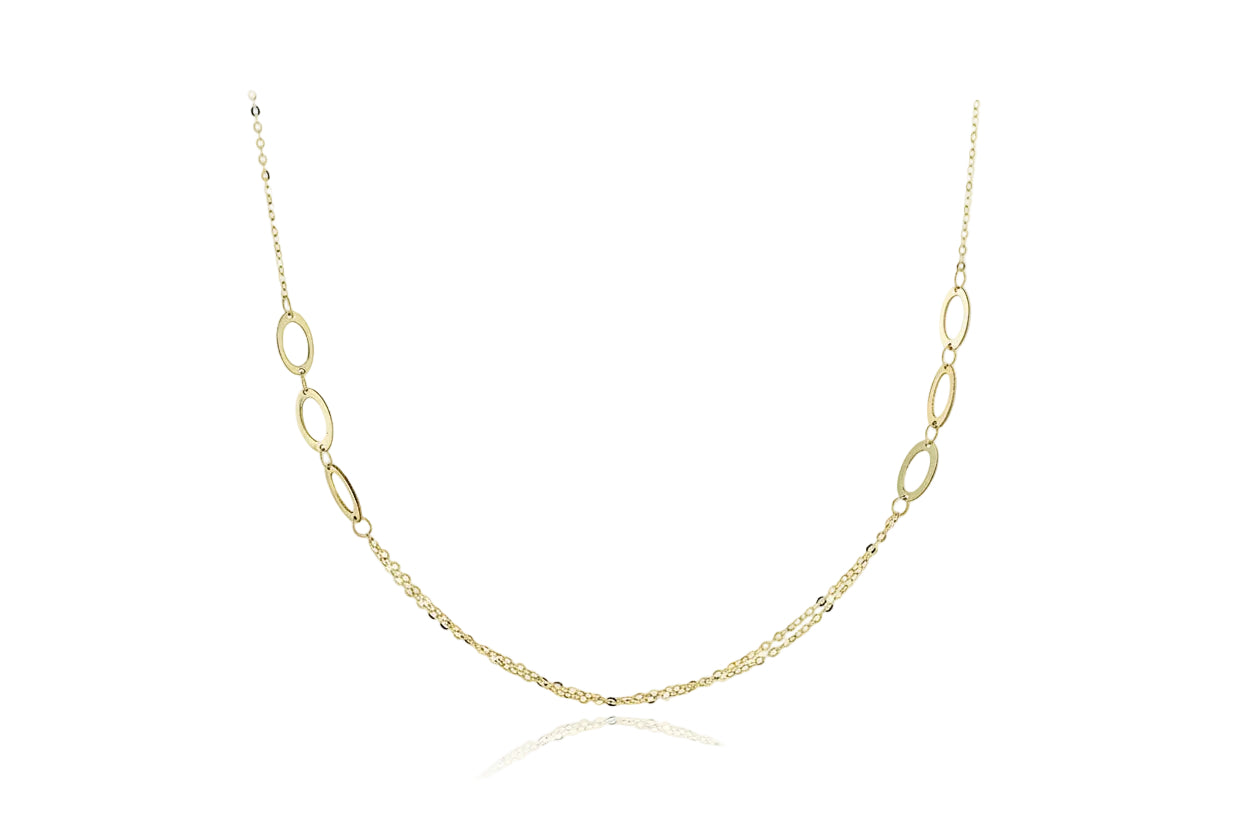 14K Gold Women’s Necklace with Chain and Oval Links