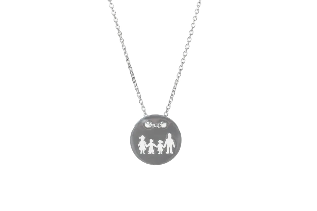 Family with Boy and Girl, 925 Sterling Silver