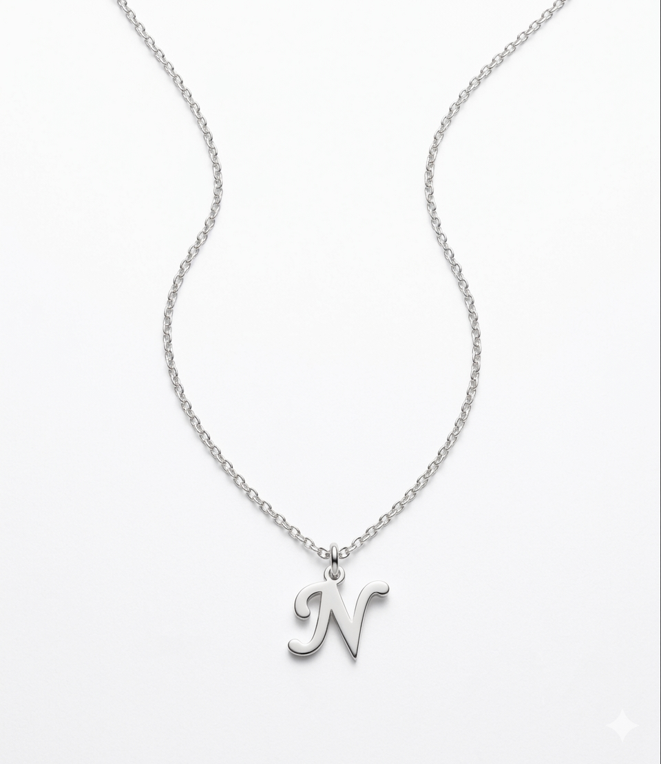 Women’s 925 Sterling Silver Initial Pendant Necklace