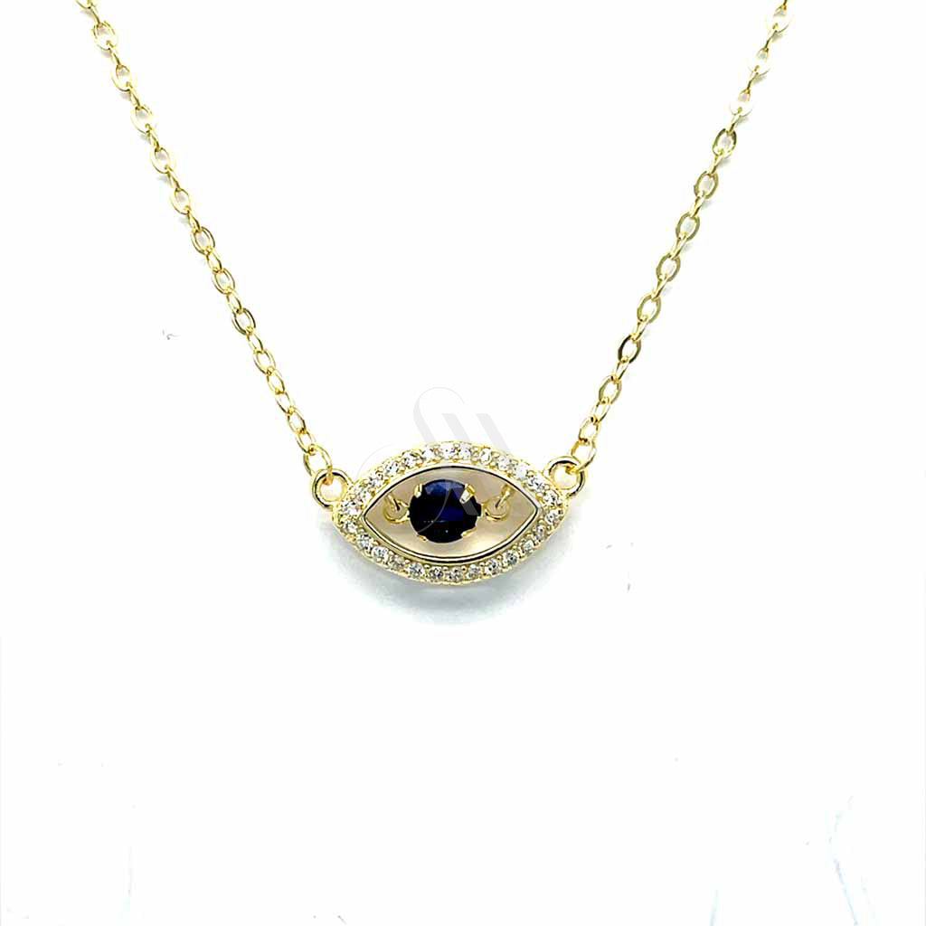 Women's Gold Plated 925 Sterling Silver Evil Eye Pendant Necklace