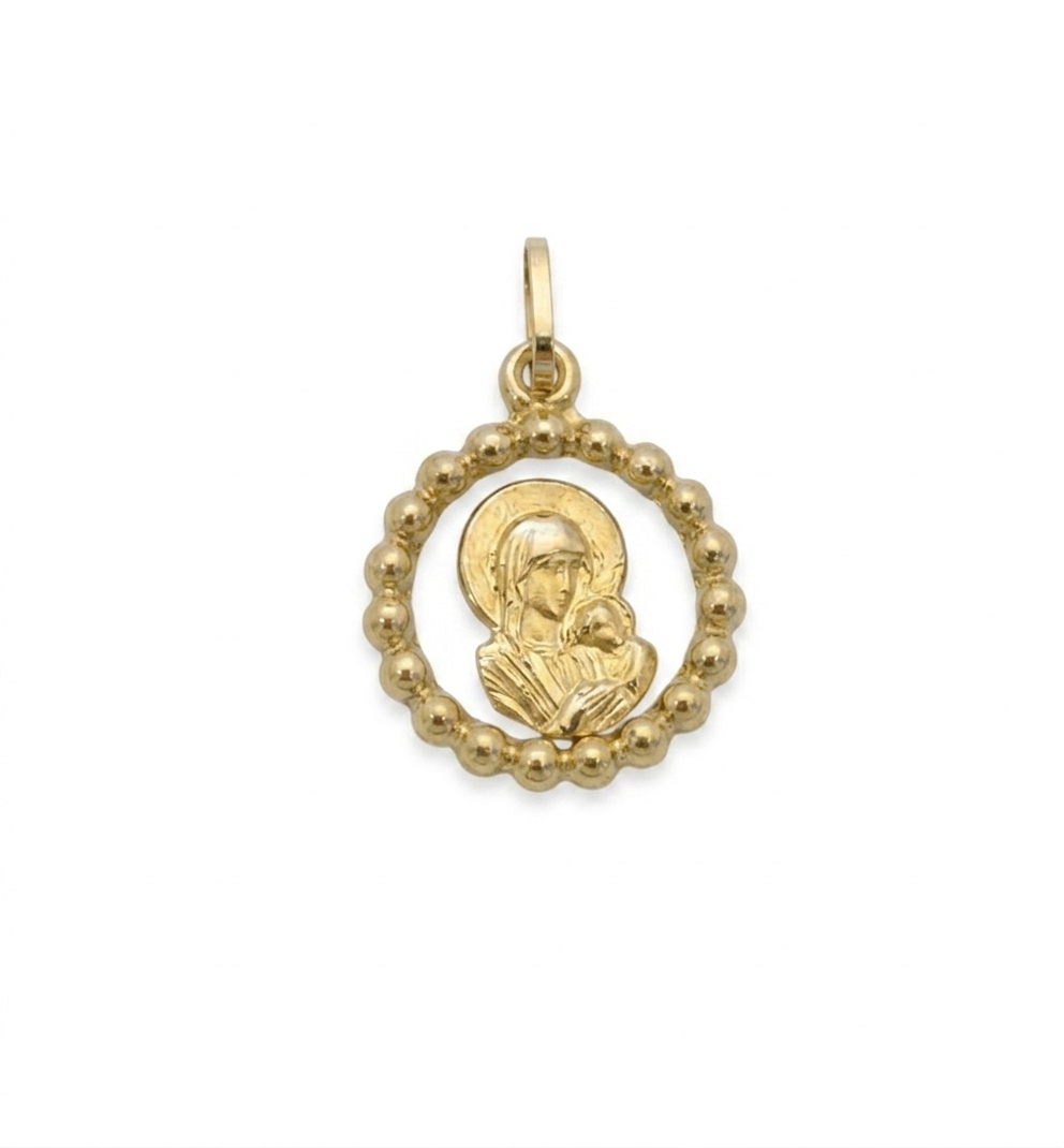 Children's 14K Gold Virgin Mary Medallion Pendant