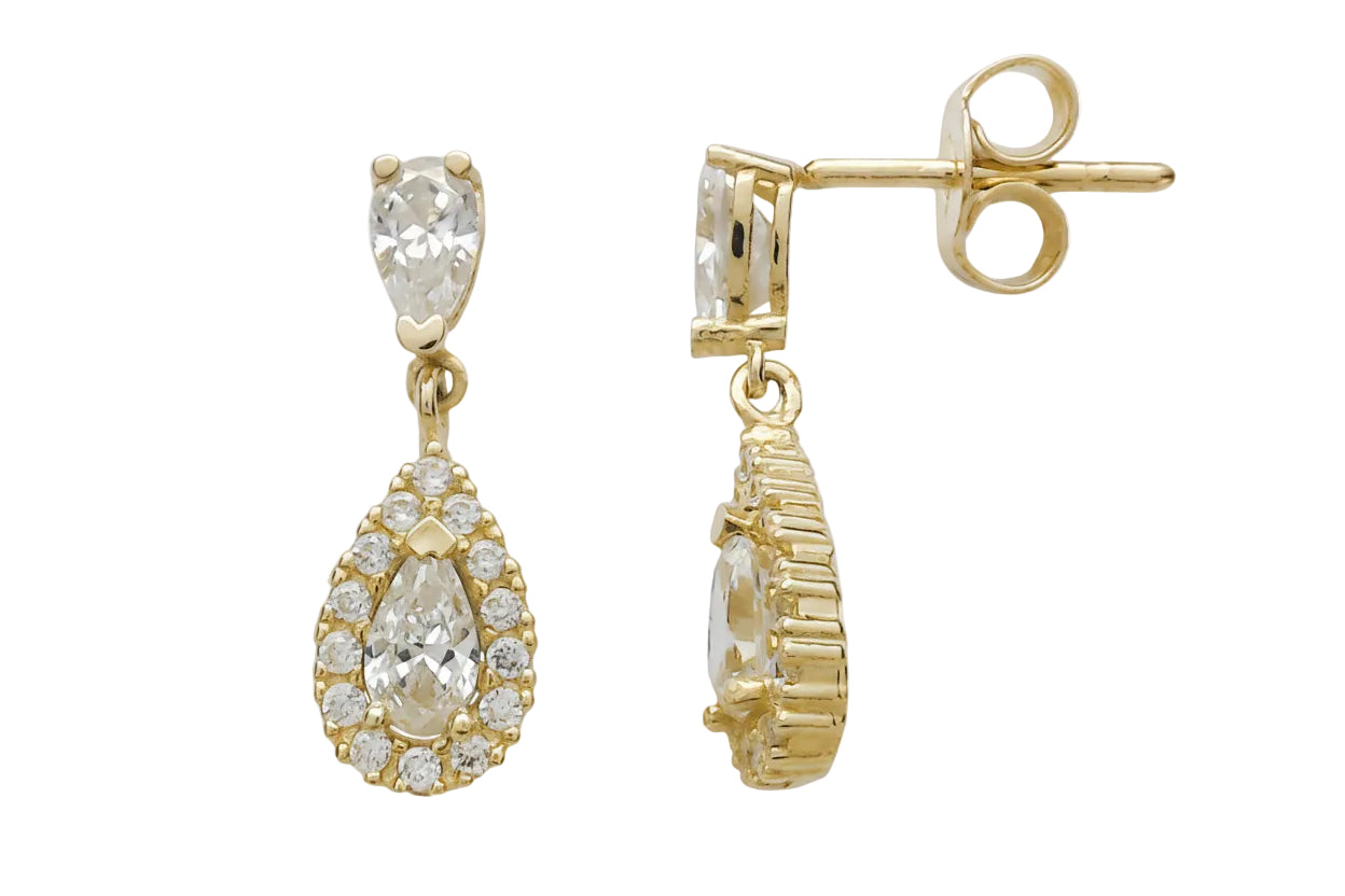 Χρυσά σκουλαρίκια σταγόνα πουάρ, Κ14