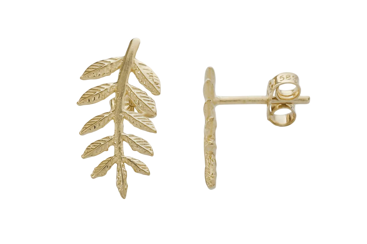 Χρυσά σκουλαρίκια κλαδί ελιάς, Κ14