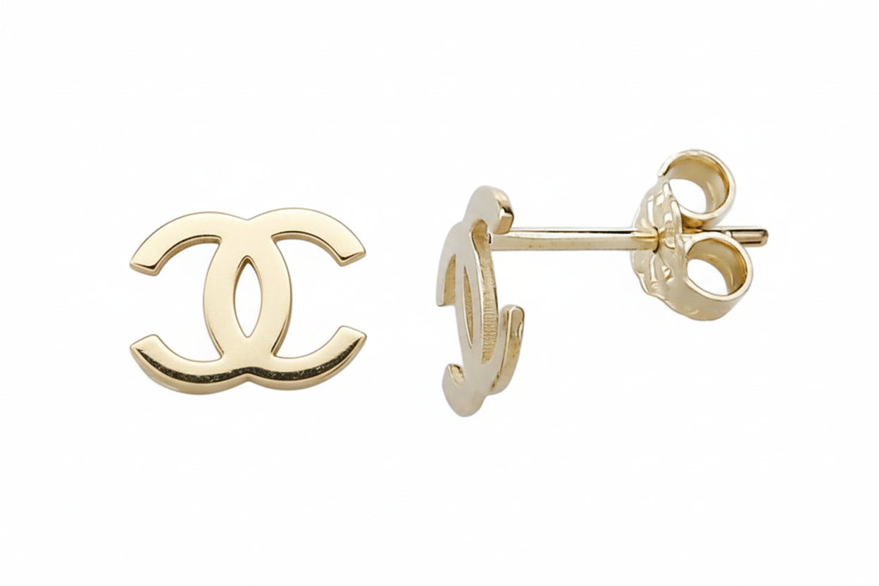 Χρυσά σκουλαρίκια τύπου “Coco Chanel” λουστρέ, Κ14