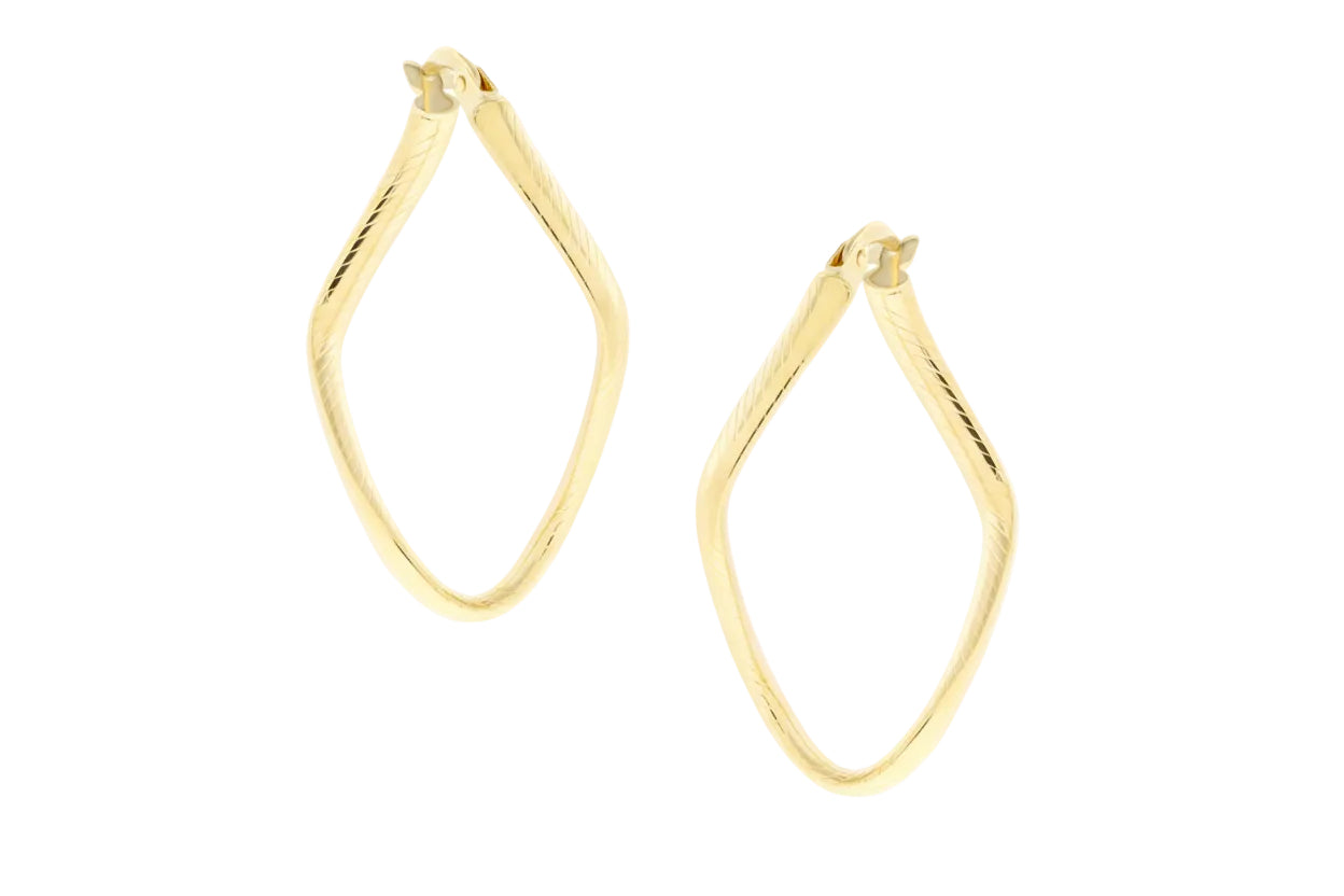 Χρυσά σκουλαρίκια κρίκοι σε σχήμα ρόμβου, Κ14