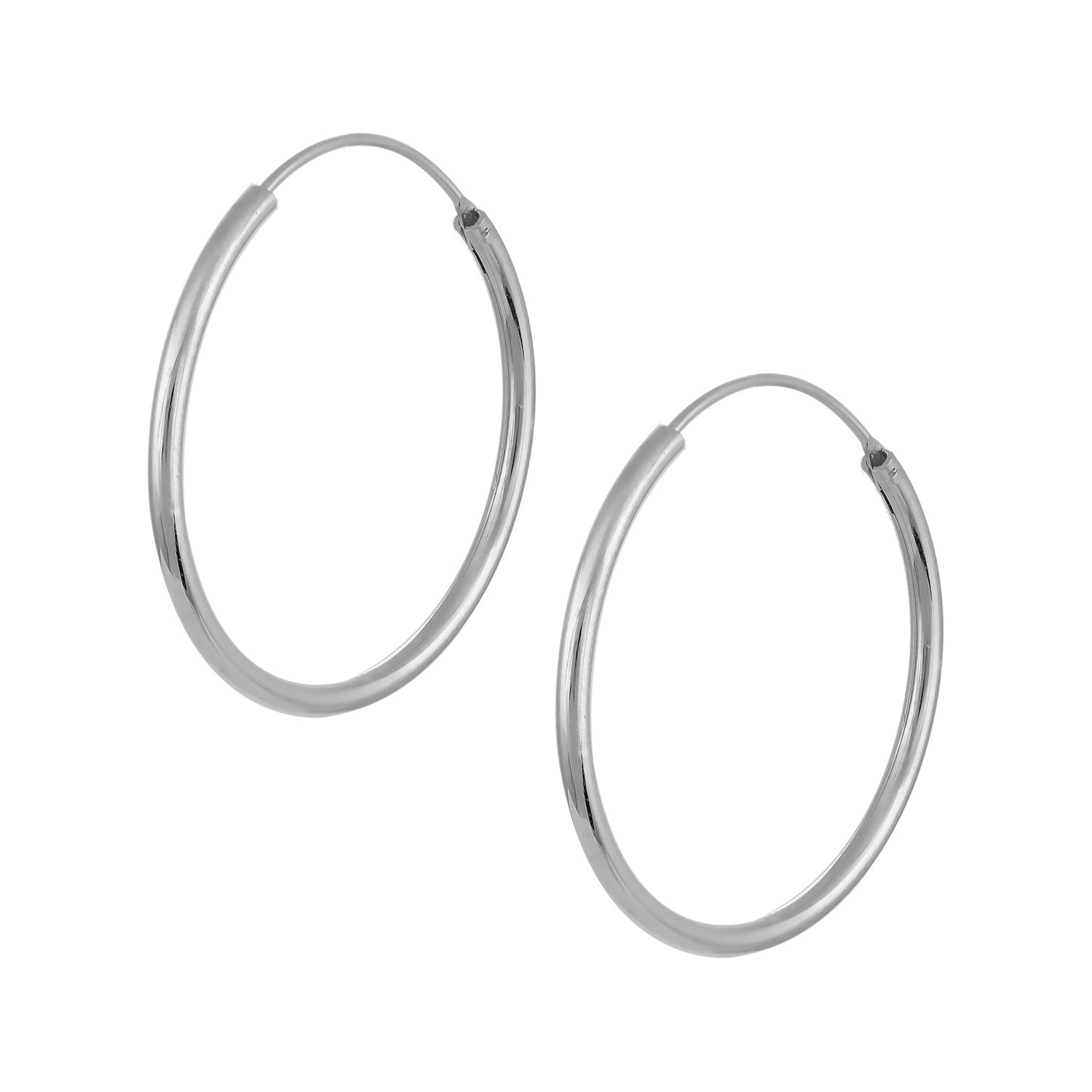 Sterling Silver Hoop Earrings, 45 mm Diameter, 925 Silver