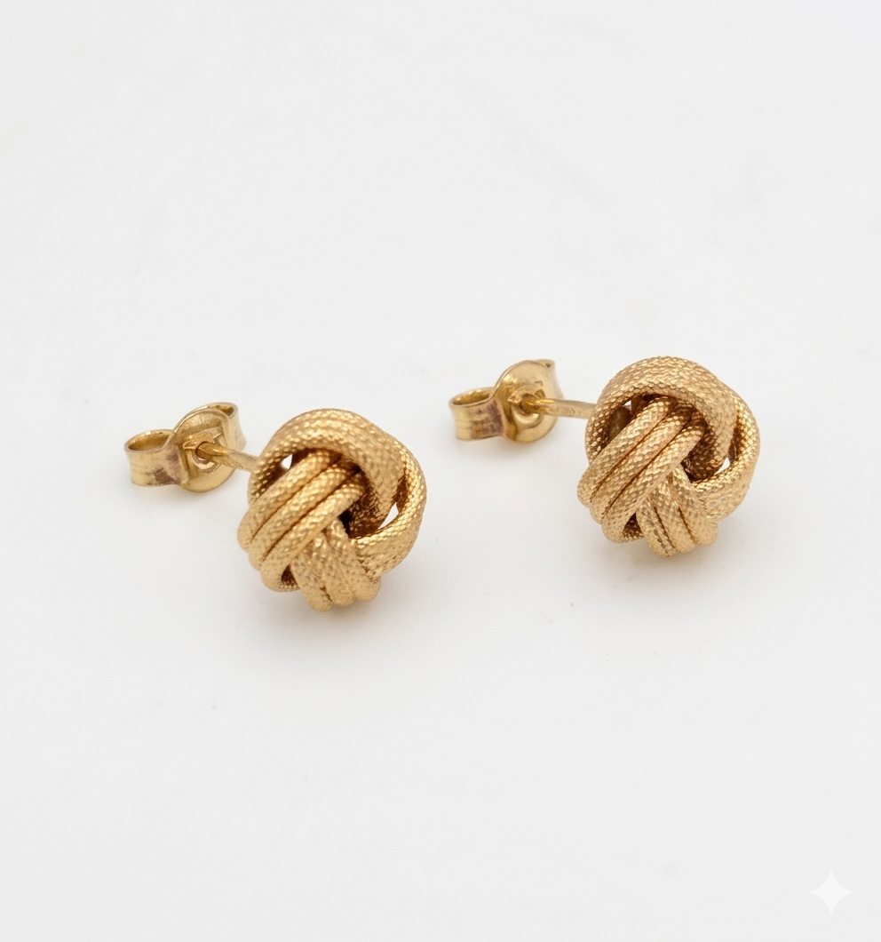 Women's 14 Karat Gold Love Knot Stud Earrings