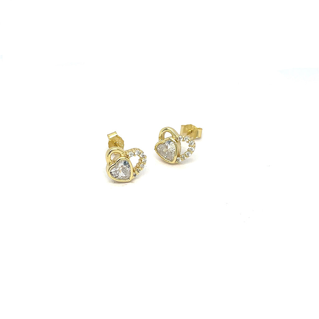 Women's 925 Sterling Silver Double Heart Stud Earrings
