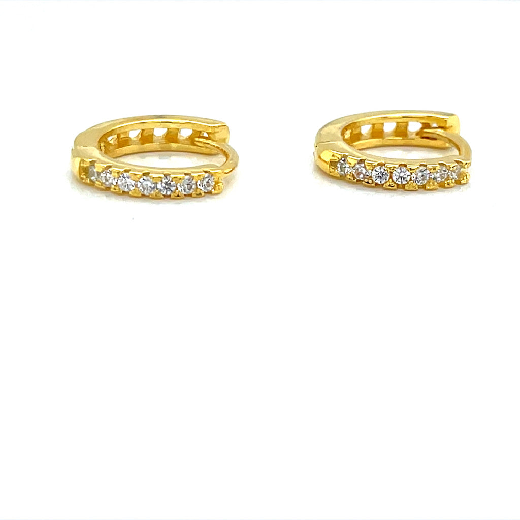 Elegant Gold Plated 925 Sterling Silver Cubic Zirconia Huggie Hoop Earrings
