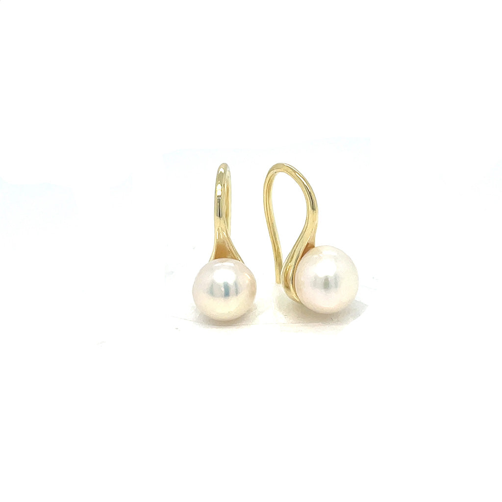 Elegant Gold Plated 925 Sterling Silver Freshwater Pearl Drop Earrings