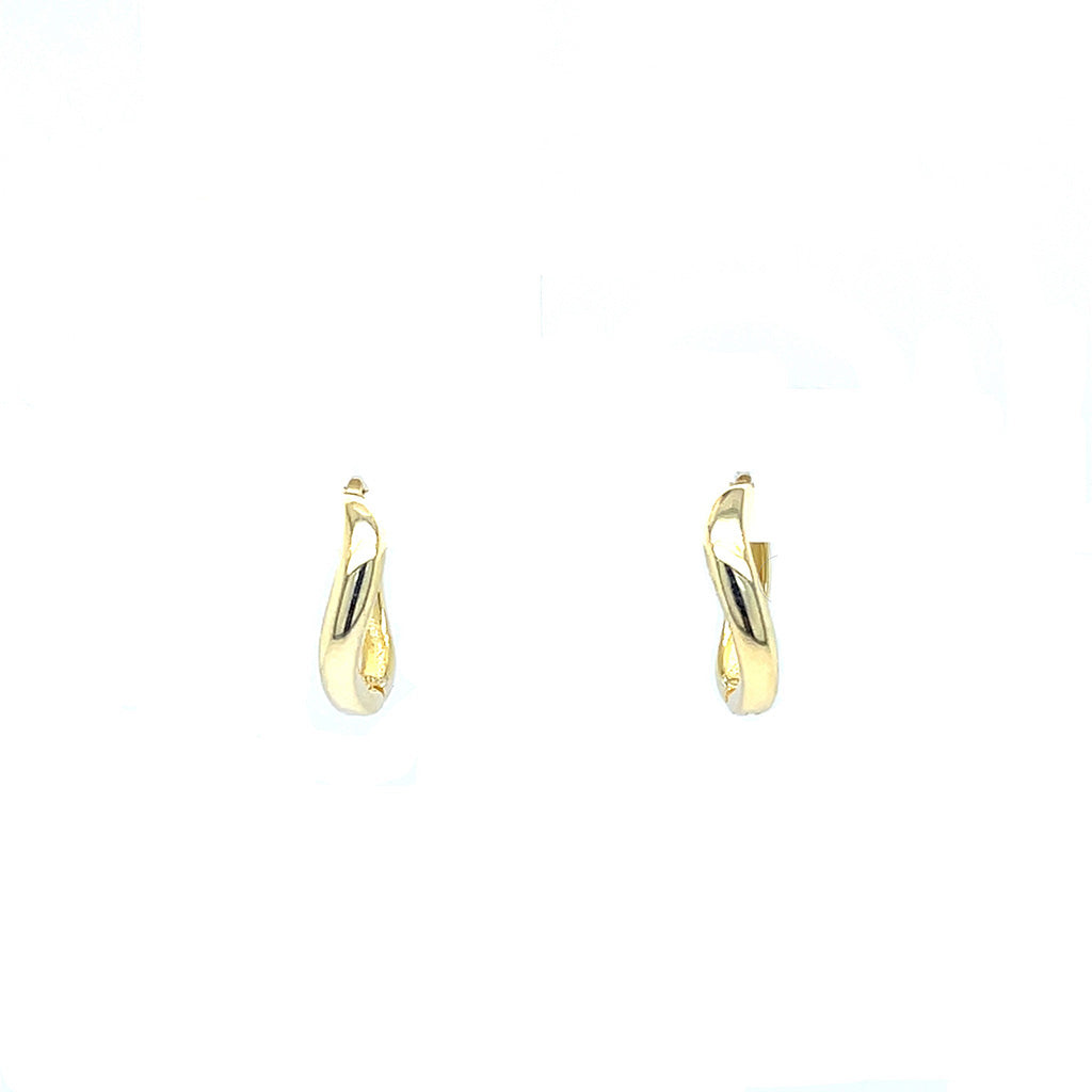 Elegant Gold Plated 925 Sterling Silver Twisted Huggie Hoop Earrings
