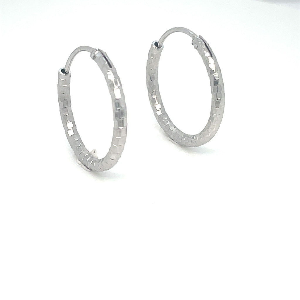 Women's 925 Sterling Silver Textured Hoop Earrings