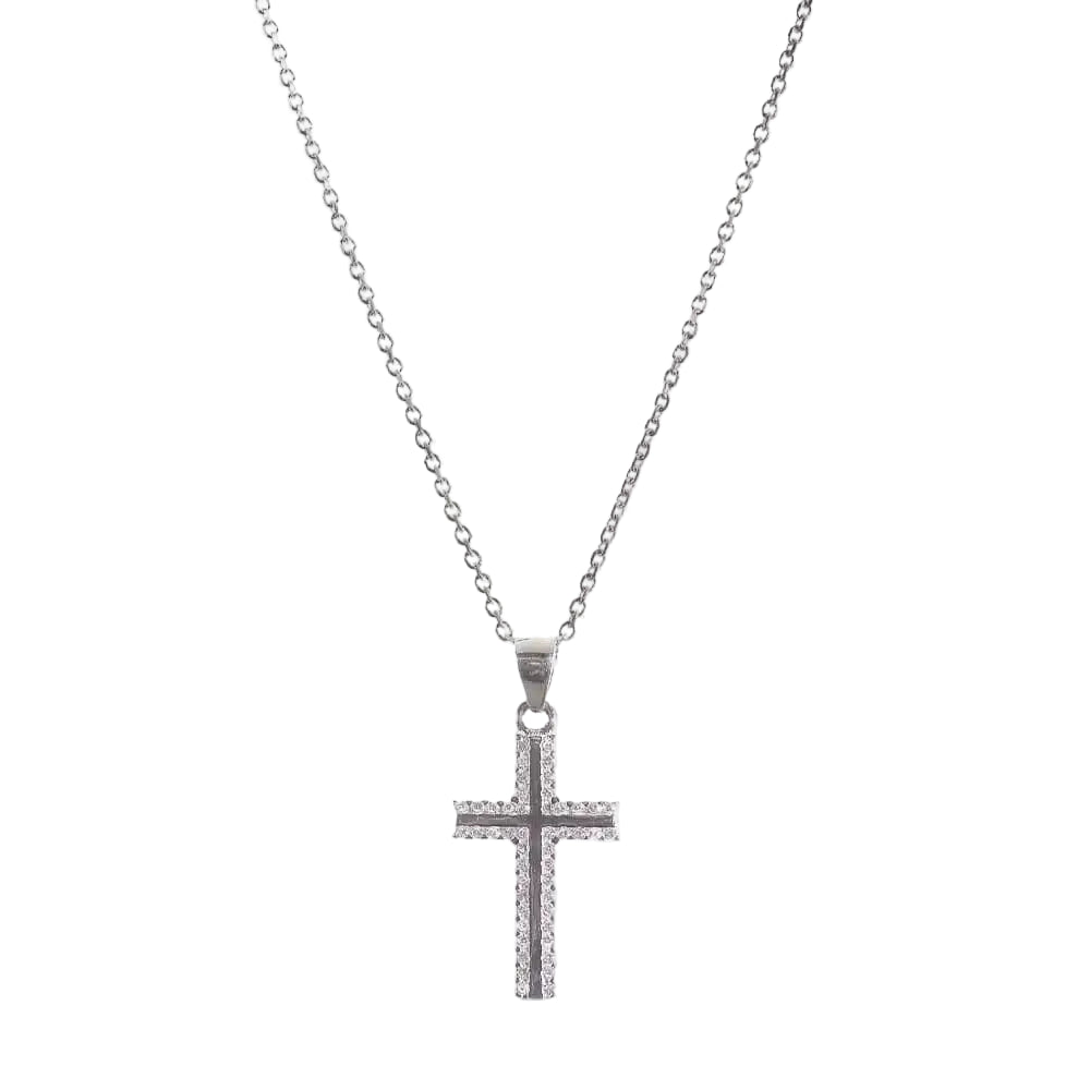 Silver Cross with Zircon, 925 Sterling Silver