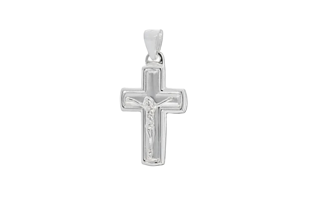 Men’s Silver Crucifix with Christ, 925 Sterling Silver