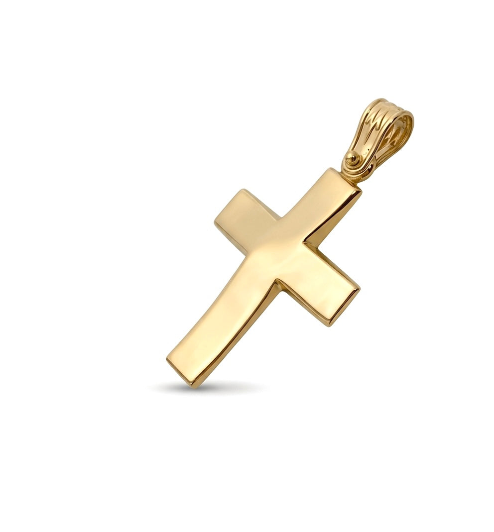 Men’s Minimalist Polished 14K Yellow Gold Cross Pendant