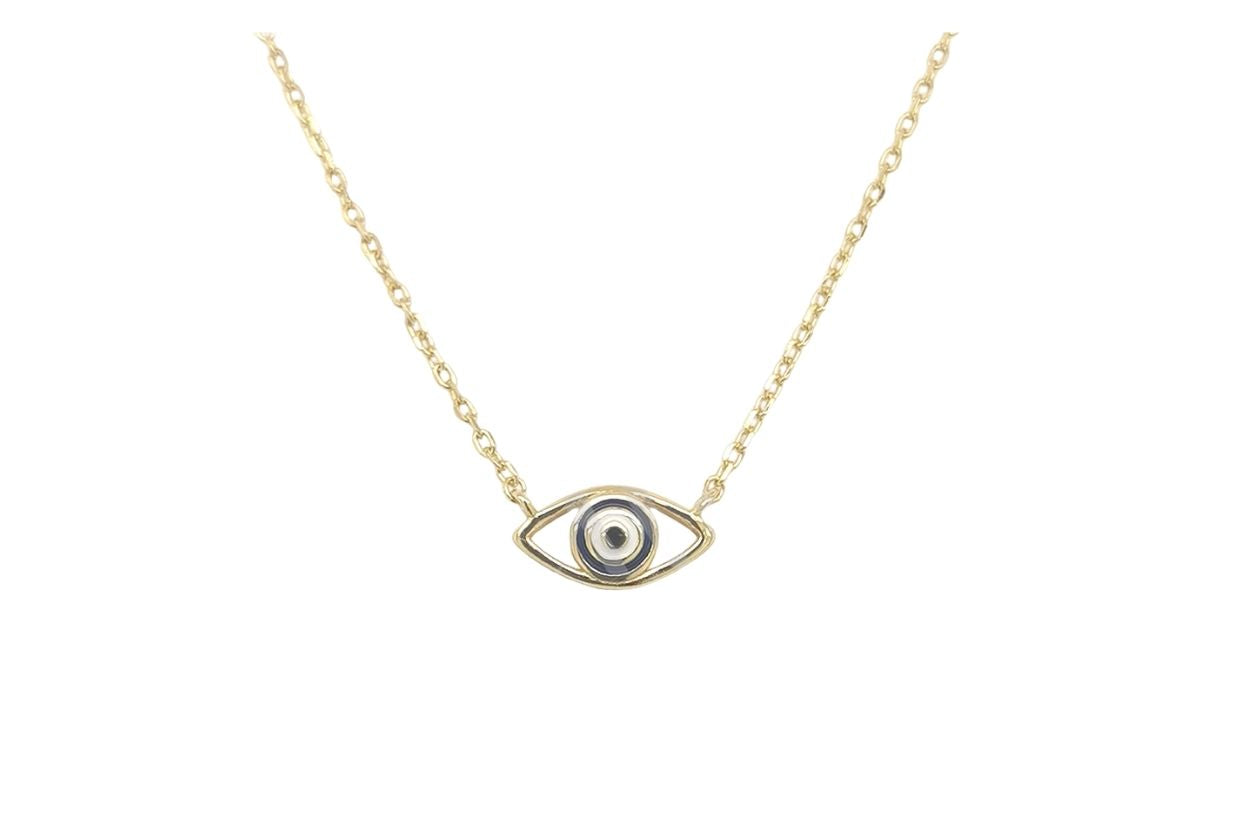Women's Gold Plated 925 Sterling Silver Evil Eye Enamel Necklace