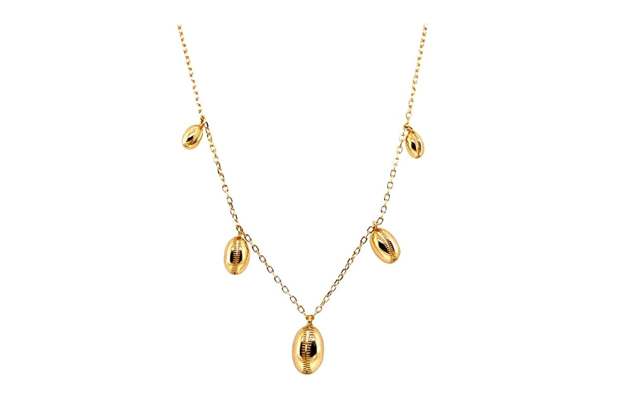 Women's Gold Plated 925 Sterling Silver Multi-Shell Station Necklace