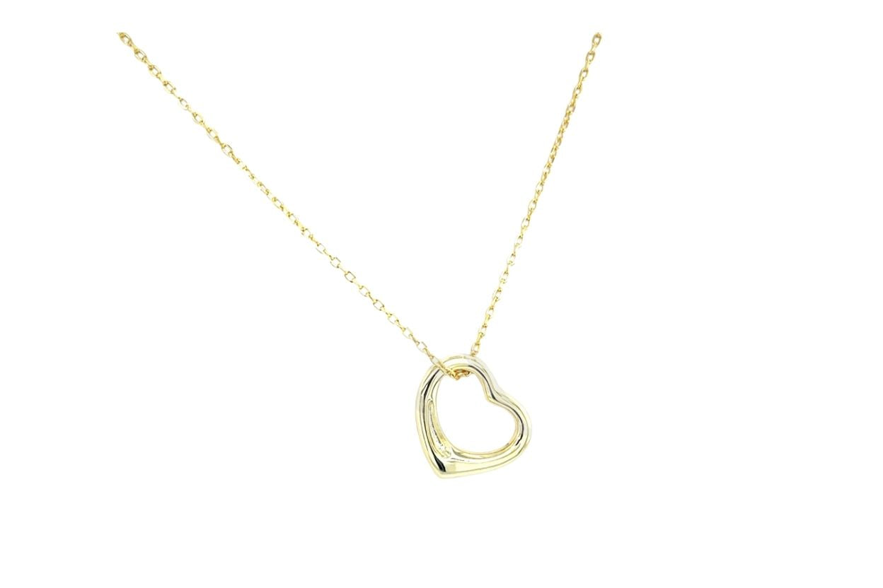 Women's Gold Plated 925 Sterling Silver Open Heart Pendant Necklace