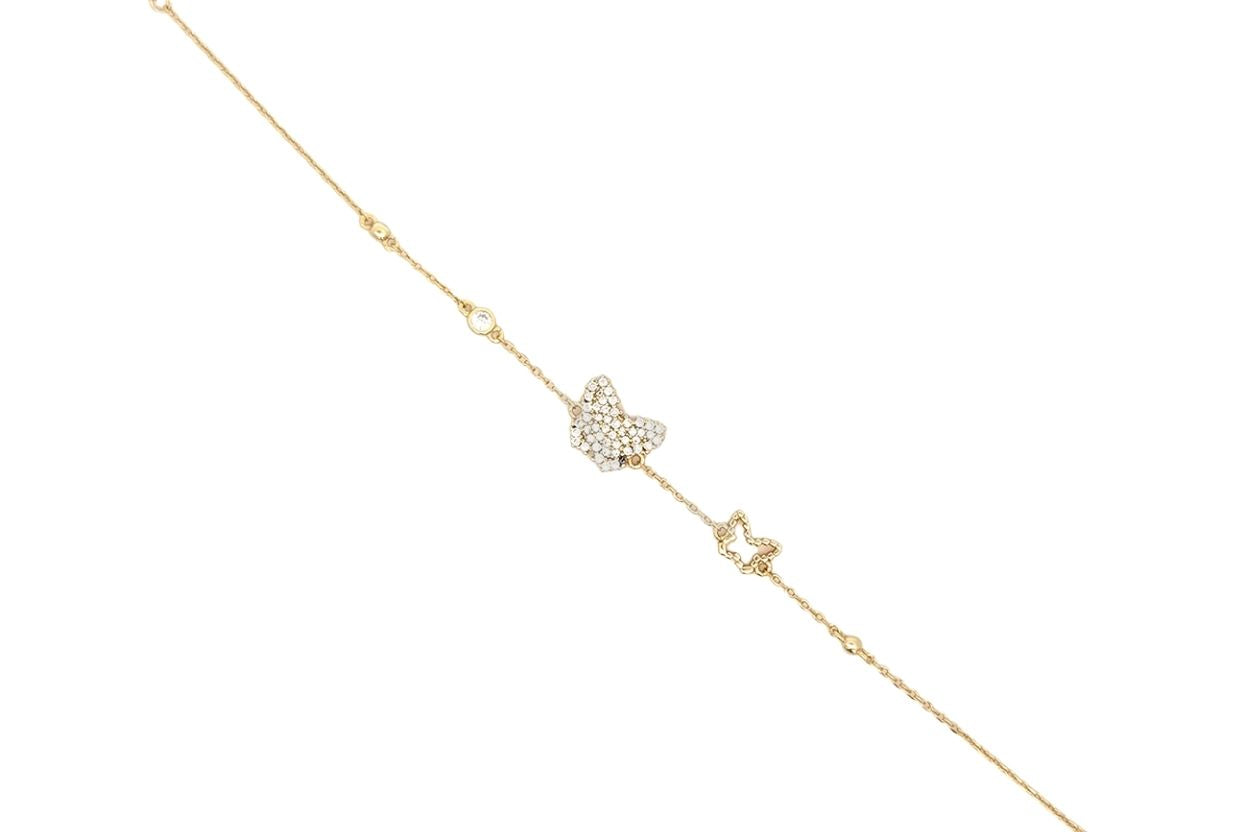 Girl's Gold Plated 925 Sterling Silver Butterfly Charm Bracelet