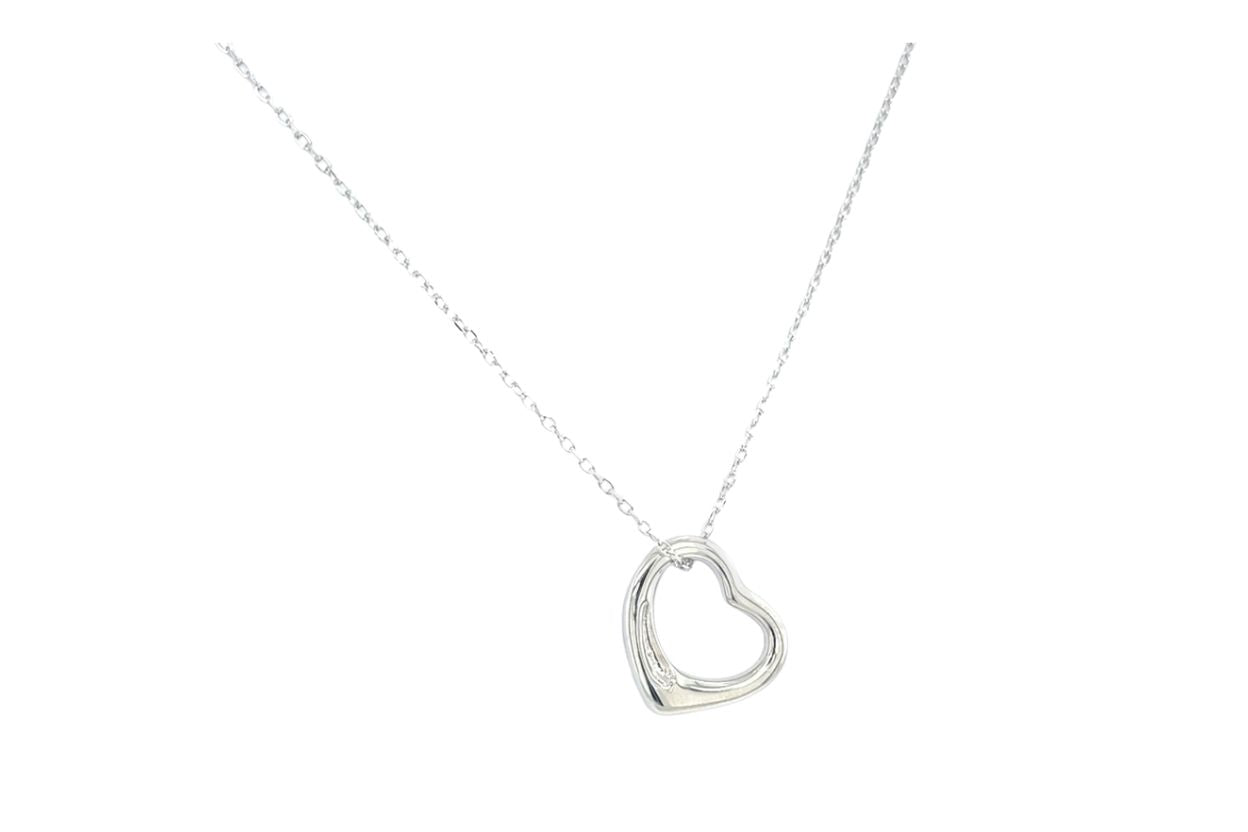 Women's 925 Sterling Silver Open Heart Pendant Necklace