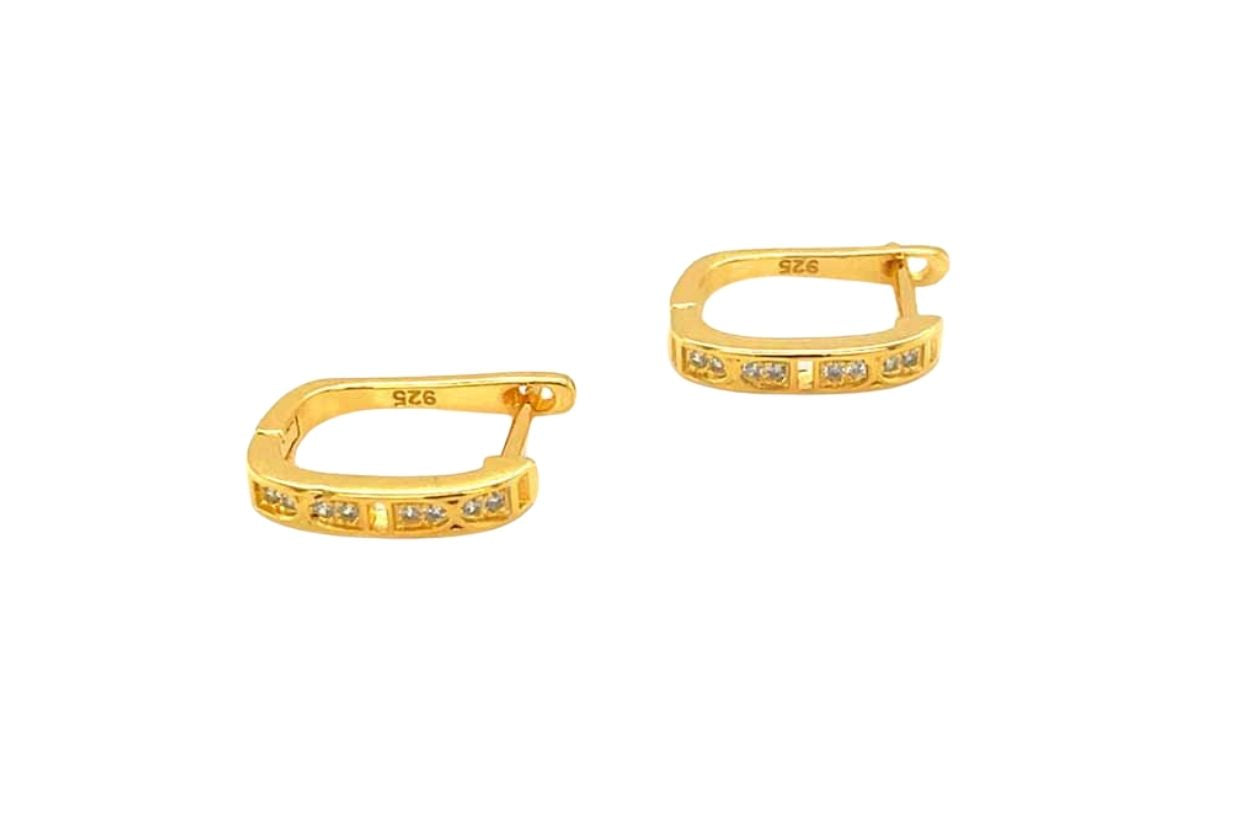 Women's Gold Plated 925 Sterling Silver Zirconia Hoop Earrings