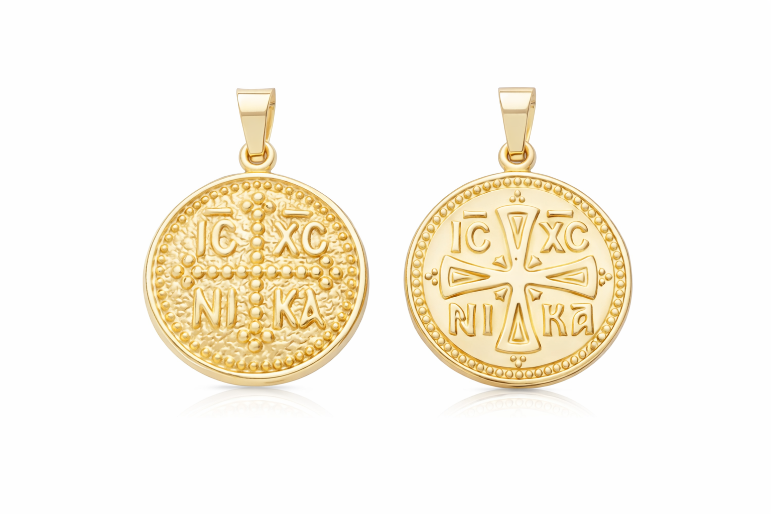 Double-Sided Konstantinato Talisman IC XC NIKA, 14K Gold