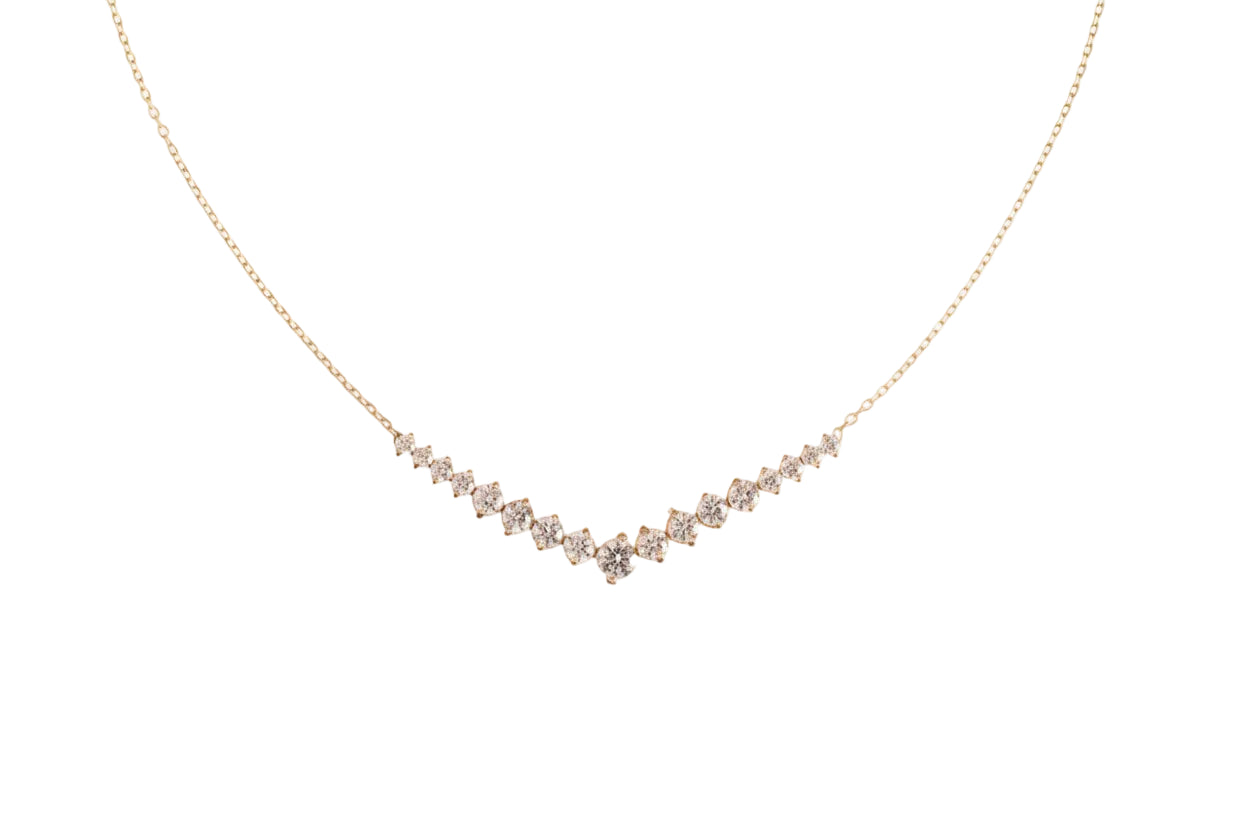 14K Gold Women’s Pavé Necklace with White Zircon Stones